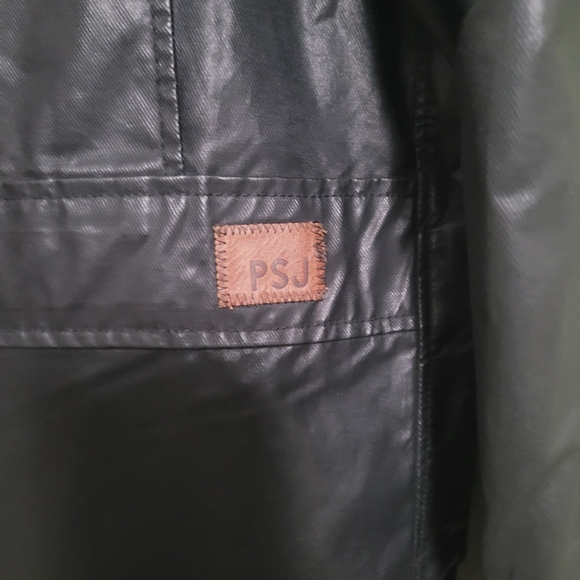 PSJE 119L Black Coated Hooded Jacket Utility Style Mens Size Med - Picture 4 of 4
